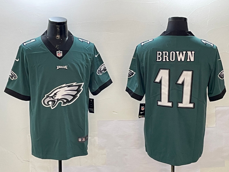 Men Philadelphia Eagles 11 Brown green 2025 Nike NFL jersey style 016